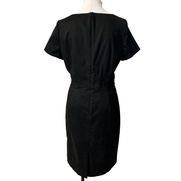 J Crew Sheath Dress 12 Black Short Sleeve Stretch Cotton Washable Career Casual - Picture 3 of 11